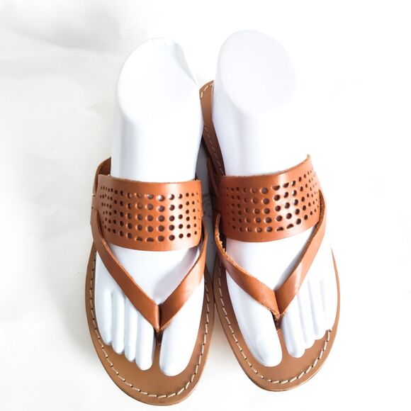 Mariella Boho Camel Tan Made in Italy Flip Flops Thongs Slides Sandals Size 7 - Picture 5 of 11